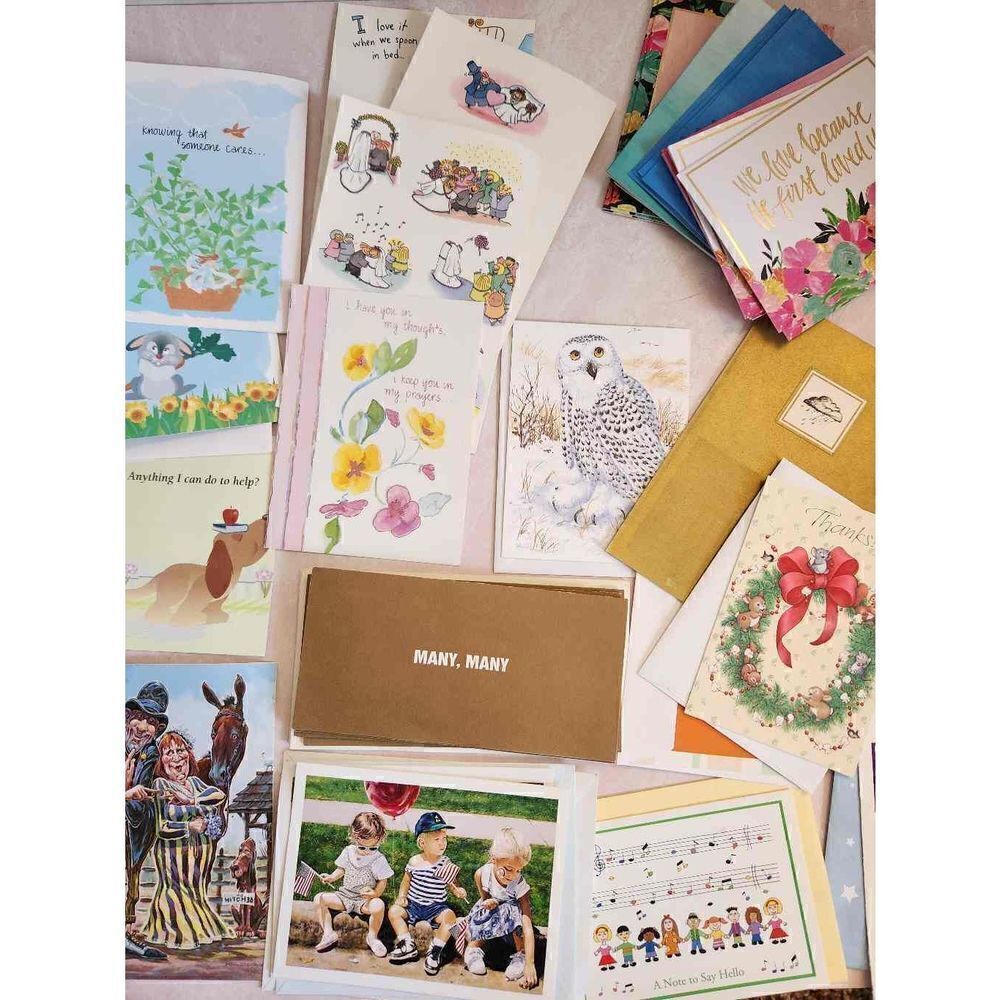 Vintage blank greeting cards 90s 70s Thank you wedding engagement rainy day